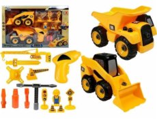 LeanToys Sada aut Jeřáb Sklápěč Bagr k odšroubování