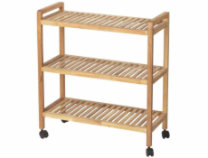 Wenko Koupelnová police NORWAY na kolečkách se třemi policemi, ořechové dřevo, WENKO