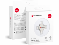 ForCell USB flash disk 32GB USB 3.2 Gen 1 (USB A / USB C / Lightning / Micro USB) F-Data Metal Quad stříbrný