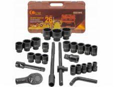 Satra Sada rázových nástrojů, 26 kusů, 3/4  (17-50 mm) a 1  (55-65 mm) (12hranná)