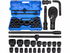 Forcekraft Sada rázových nástrojů, 26 kusů, 3/4  (17-50 mm) a 1  (55-65 mm) (12hranná)