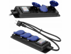 Orno Prodlužovací kabel do dílny s ochranou proti stříkající vodě s vypínačem IP44, 3 zásuvky 2P+Z IP44, gumový kabel, H05RR-F 3x1,5 mm2, 3 m