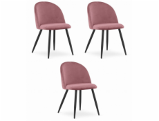 Leobert Židle BELLO - tmavě růžový samet / černé nohy x 3