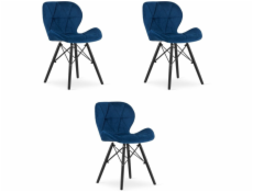 Leobert Židle LAGO Samet - tmavě modrá / černé nohy x 3