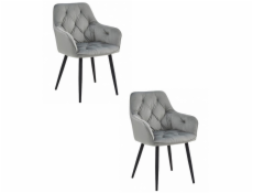 Leobert Židle JORK - stříbrošedý samet / černé nohy x 2