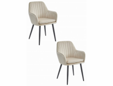 Leobert Židle LUGO - béžový samet / černé nohy x 2