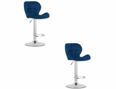 Leobert Stolička WEST - tmavě modrý samet / chromovaná podnož x 2