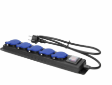 Orno Prodlužovací kabel do dílny s vypínačem, vodotěsný, 5 zásuvek 2P+Z, IP44, gumový kabel, H05RR-F 3x1,5 mm2, délka 3 m