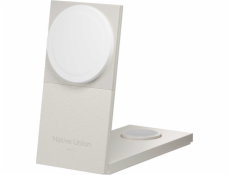 Native Union Bezdrátová nabíječka Rise 3-v-1 INT Qi2 – 15W bezdrátová nabíječka Qi2 pro tři zařízení, kompatibilní s MagSafe, adaptér a zástrčky EU a UK součástí balení (pískovec)