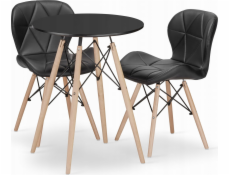 Leobert Sada kulatého stolu TODI 60 černý + 2 černé židle LAGO