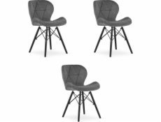 Leobert Židle LAGO Samet - šedé / černé nohy x 3