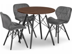 Leobert Sada kulatého stolu TODI 80 jasan + 3 šedé židle LAGO