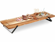 Excellent Houseware Vynikající servírovací prkénko na krájení do domácnosti, dřevěné servírovací prkénko na skládacích nohách, 67,5 x 19,3 x 7,5 cm