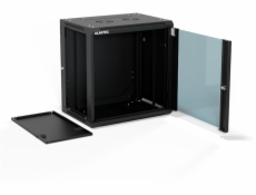 Alantec Nástěnná skříň 19 12U 600x450, jednokřídlé skleněné dveře, plně odnímatelná zadní stěna, plně odnímatelné boční stěny, uzamykatelná, 4 nosníky, černá (SW-12U-600-450-01-CA)