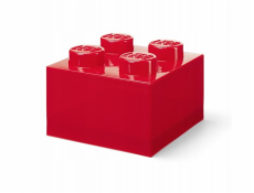 Room Copenhagen Úložná kostka LEGO se 4 třpytivými víky (červená/průhledná)