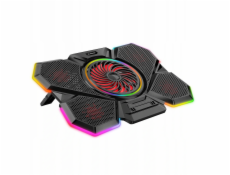 Rampage Chladicí podložka pro notebooky 9-17 Coolflow RGB, nastavitelná, černá