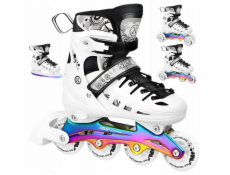 Nils Extreme NH10905 4v1 LED BÍLÉ KOLENEČKOVÉ BRUSLÍ S DUHOVOU HOKEJOVOU ČEPELÍ VELIKOST L (39-42) NILS EXTREME