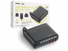 Mobile Origin Cestovní nabíječka GaN 140W PW12 EU/UK/US, 3x USB-C + 3x USB-A