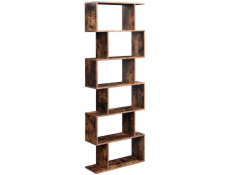 Leobert Rustikální hnědá knihovna 70x24x190 cm, loft, 6 polic
