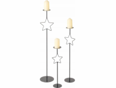 Boltze Kovové svícny s hvězdou GUILA, 3 ks, výška 54,5 - 99,5 cm