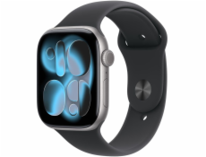 Apple Watch Series 11 (šedé, hliníkové, 46 mm, černý sportovní řemínek M/L, mobilní)