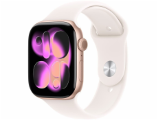 Apple Watch Series 11 (růžové zlato, hliník, 42 mm, světle růžový sportovní řemínek M/L)