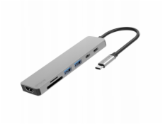 PROOVE Hub USB typu C 7v1 HDMI slot pro SD kartu MicroSD 2x USB 3.0 2x USB-C Pd / Hbil00222004 / Iron Link