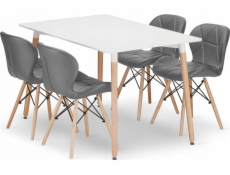 Leobert Sada obdélníkového stolu ADRIA 120x80 bílý + 4 židle LAGO šedé