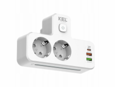 Plastrol Dvojitá rozbočovač zásuvek s vypínačem a žárovkou SCHUKO + USB R-270SWS/CA