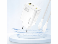 Dudao Nabíječka A29 65W GaN do zásuvky 2 x USB-C + 1 x USB-A - bílá