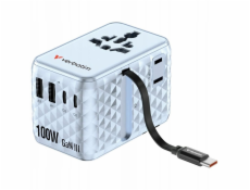 Verbatim Cestovní adaptér EU/UK/US GaN 2xUSB-C/2xUSB-A/1xUSB-C PD 100W modrý 30192