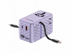 Verbatim Cestovní adaptér EU/UK/US GaN 1xUSB-C/1xUSB-A/2xUSB-C PD 70W fialový 30188