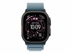 Apple Světle modrý řemínek Alpine pro pouzdro 49 mm - velikost S - černé titanové prvky