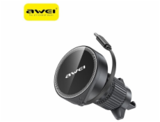 Awei MAGSAFE X73 DRŽÁK DO AUTO DO VENTILAČNÍHO OTVORU S VÝTAŽNÝM KABELEM, ČERNÝ