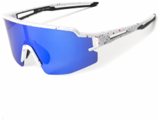 RockBros Polarizované cyklistické brýle s UV ochranou a korekční vložkou, modré čočky - bílé
