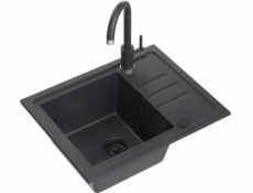 NoName BEN 116 Černý žulový dřez s černým sifonem a černou krytkou