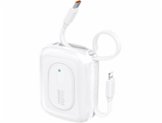 Dudao Powerbanka K32 10000 mAh s vestavěným kabelem USB-C/Lightning - bílá