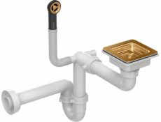 Quadron UNIQUE Dřez čtvercový, s ucpávkou a sifonem, 1komorový, měděný, PVD (GRANIT - vertikální), úspora místa