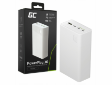 Green Cell Greencell PowerPlay 30 - bílá powerbanka 30 000 mAh, 22,5 W, 4 porty