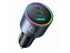 Joyroom JR-CCN07 145W nabíječka do auta 2xUSB-C USB-A + 100W USB-C kabel - tmavě šedá