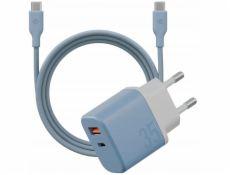 Energea Nabíječka Bazic GoPort Velox Kit s USB-C/USB-A GaN 35W a modrým kabelem