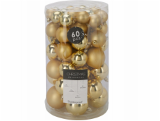 Koopman Sada 60 vánočních ozdob, plastové, zlaté