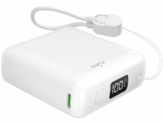 Puro Powerbanka 10000mAh 20W USB-C USB-A s displejem a vestavěným kabelem USB-C - bílá