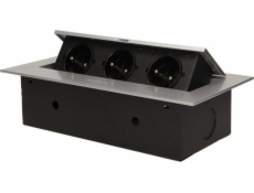 Orno Zápustné zásuvky 3x250V AC s plochým okrajem, černé (OR-AE-1371/B)