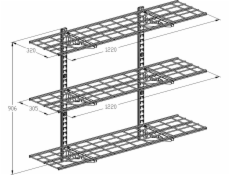 Ergosolid PG34B - Závěsná kovová garážová police Solid do 135 kg - Trojitá 1220x305 mm