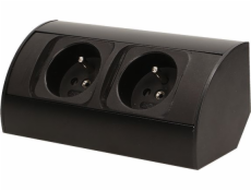 Orno Nábytková zásuvka bez vypínače, 2x2P+Z, černá