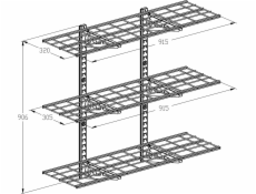 Ergosolid PG33B - Závěsná kovová garážová police Solid do 135 kg - Trojitá 915x305 mm