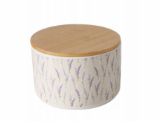 Boltze Keramická nádoba LEVANDULE s bambusovým víkem, O 16 cm