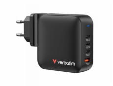 Verbatim GaN USB 3.0 nabíječka, USB C, šedá, 165 W, vyměnitelné konektory C, G, A
