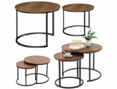 Lean Sada 2 kulatých konferenčních stolků 2 v 1, vintage, přírodní dřevo, 70x50cm, 45x44cm